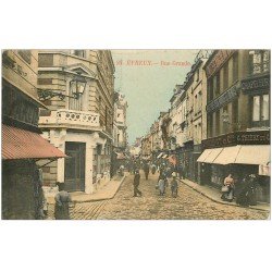 carte postale ancienne 27 EVREUX. Rue Grande 1907. Timbre manquant