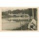 carte postale ancienne 27 EZY. Pêche à la ligne sur l'Eure. Pêcheur