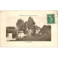 carte postale ancienne 27 FLEURY-SUR-ANDELLE. La Cascade et sa Roue animation
