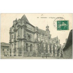 carte postale ancienne 27 GISORS. Cathédrale 1920 animation