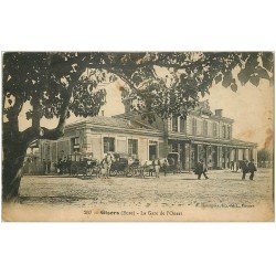 carte postale ancienne 27 GISORS. Diligences Gare de l'Ouest 1918