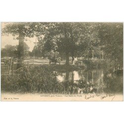 carte postale ancienne 27 GIVERNY. Vaches sur les bords de l'Epte 1904