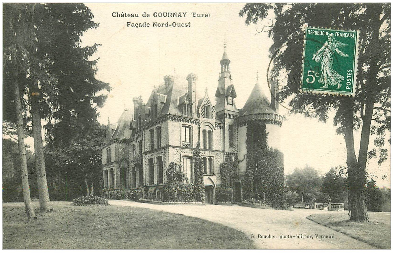 carte postale ancienne 27 GOURNAY-LE-GUERIN. Le Château 1908