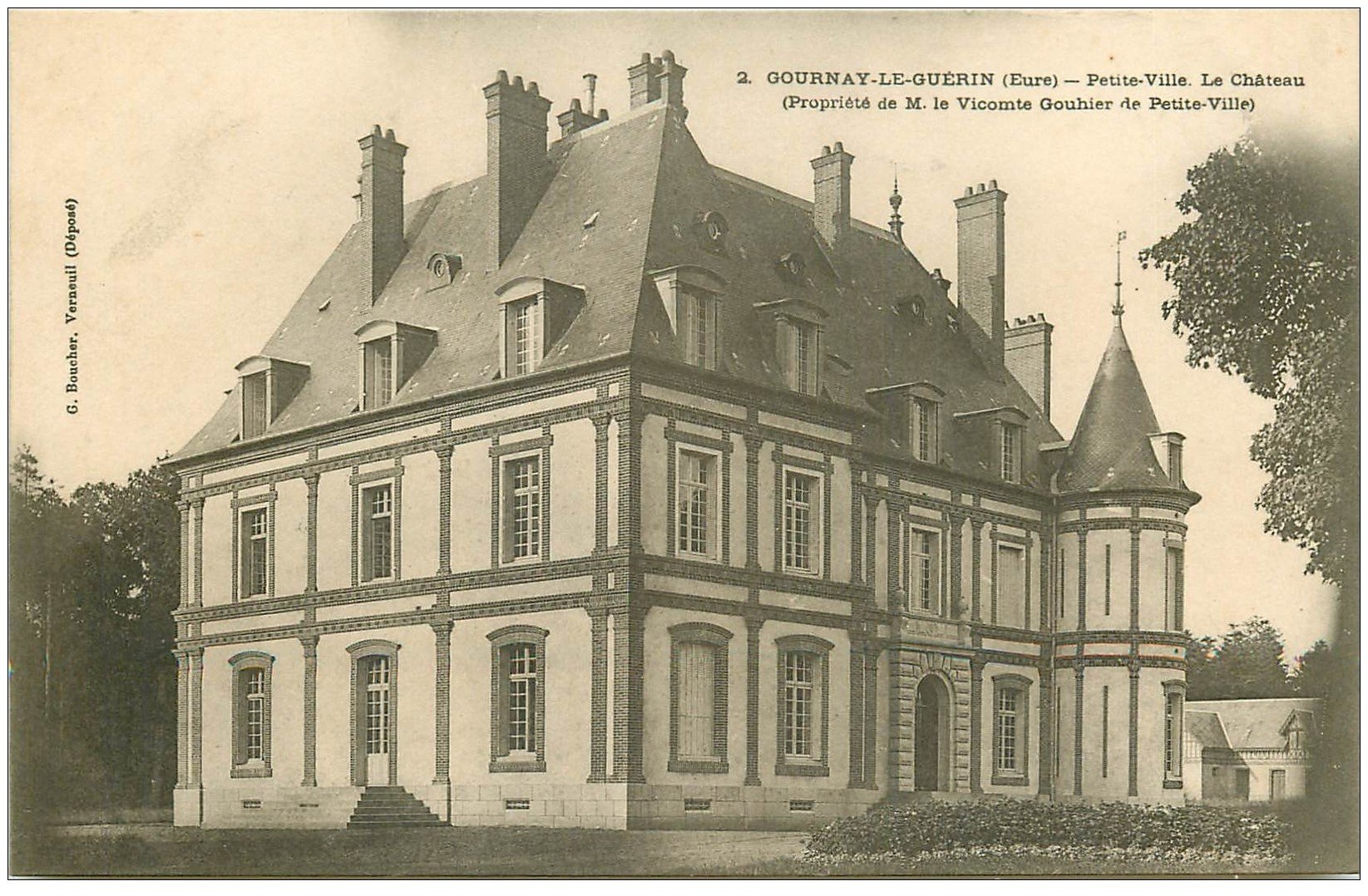 carte postale ancienne 27 GOURNAY-LE-GUERIN. Petite-Ville. Le Château Gouhier de Petite Ville
