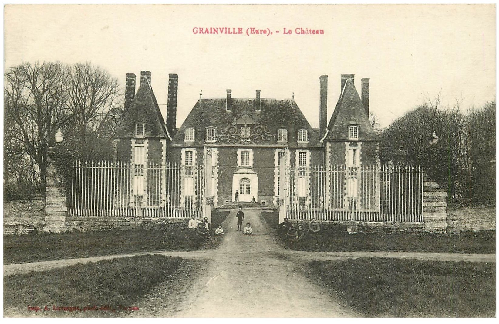 carte postale ancienne 27 GRAINVILLE. Le Château animation