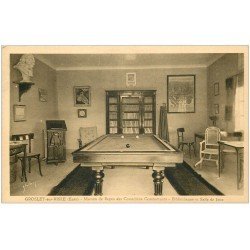 carte postale ancienne 27 GROSLEY-SUR-RISLE. Bibliothèque et Salle de jeux Maison de Repos des Comédiens billard