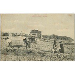 carte postale ancienne 27 HACQUEVILLE. Le Nettoyeur du sable des Plages 1909