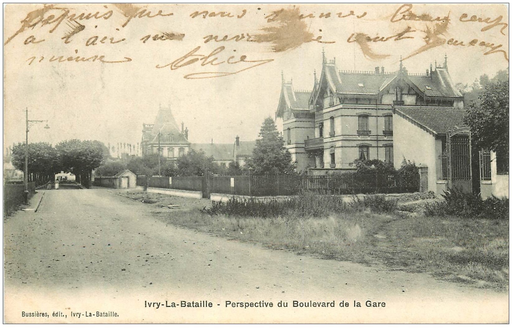 carte postale ancienne 27 IVRY-LA-BATAILLE. Boulevard de la Gare 1905
