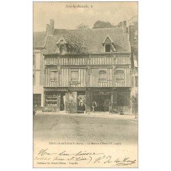 carte postale ancienne 27 IVRY-LA-BATAILLE. La Maison Henri IV 1903 Coiffeur et Boucherie