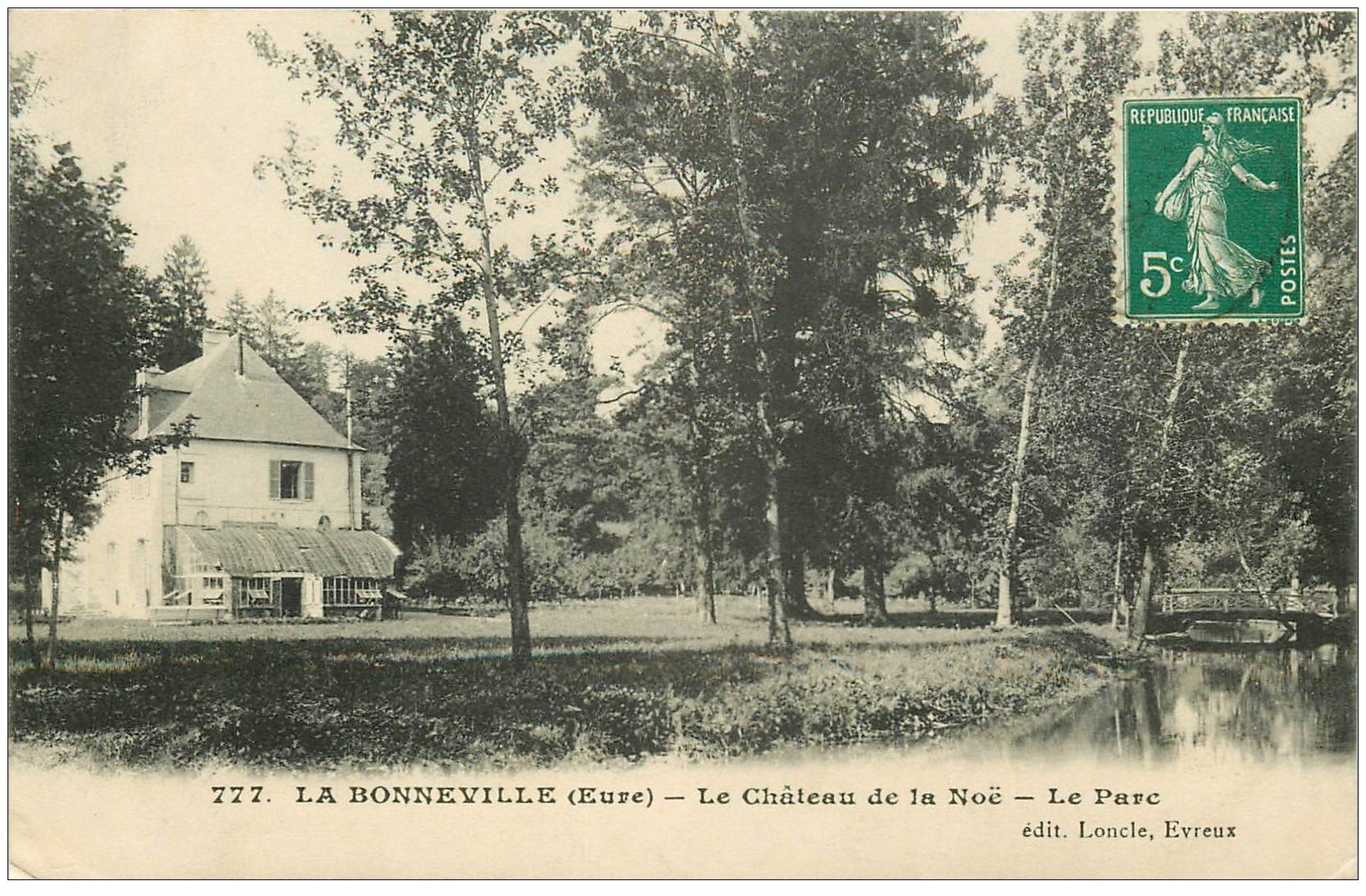 carte postale ancienne 27 LA BONNEVILLE. Patc Château de la Noë 1911