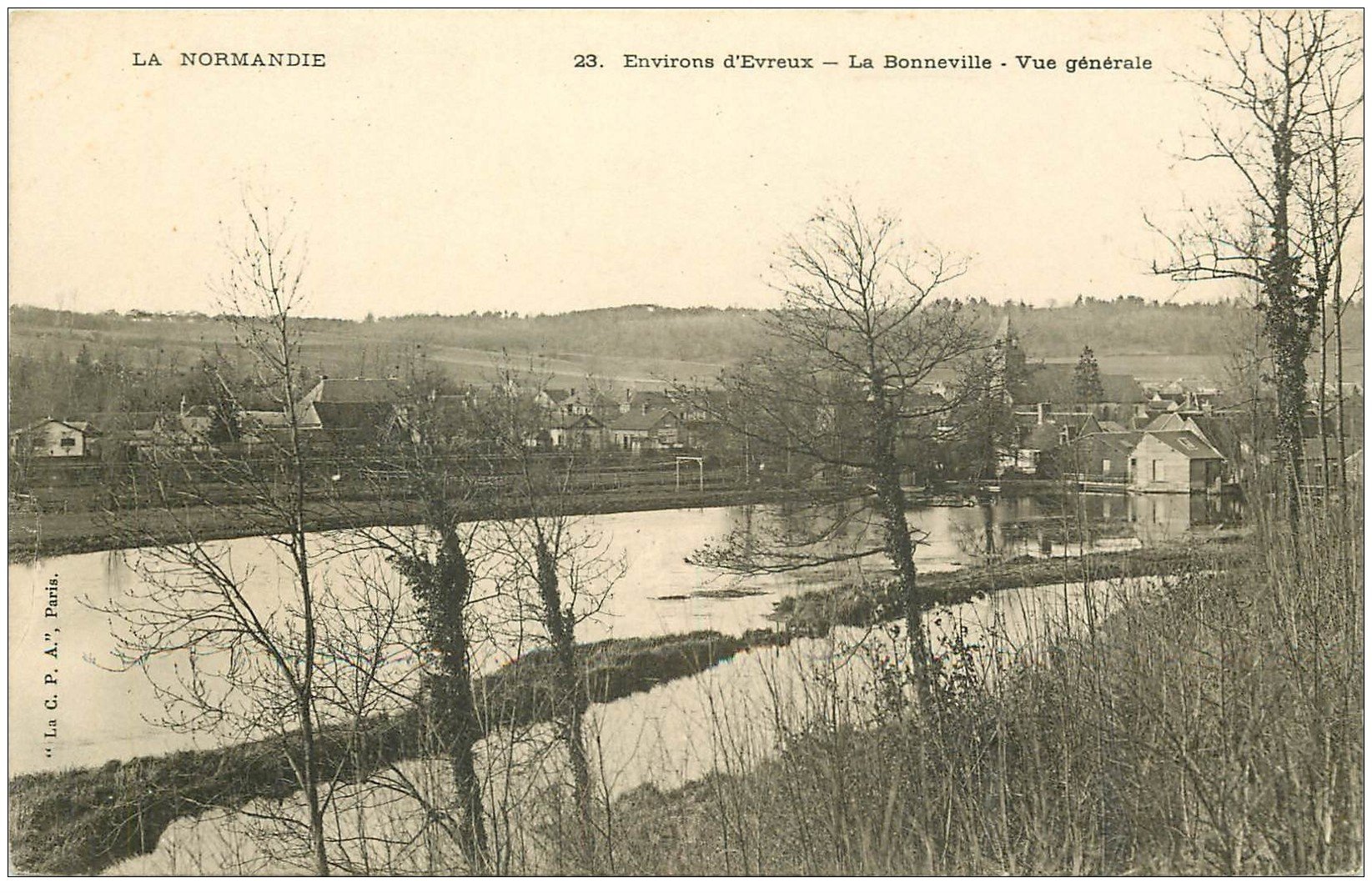 carte postale ancienne 27 LA BONNEVILLE. Vue vers 1900