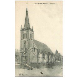 carte postale ancienne 27 LA HAYE-MALHERBE. Eglise avec voiturette d'Enfant