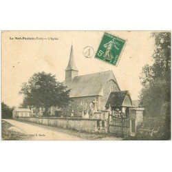 carte postale ancienne 27 LA NOE-POULAIN. L'Eglise et Cimetière. Cachet du Facteur