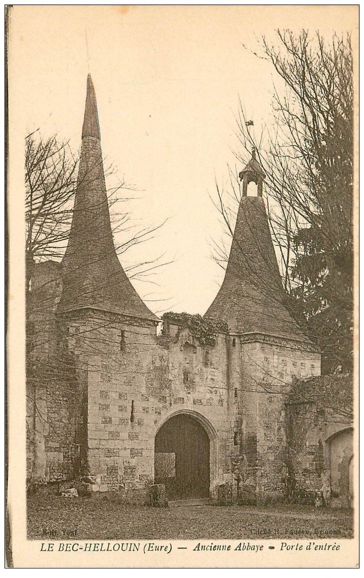 carte postale ancienne 27 LE BEC-HELLOUIN. Abbaye Porte Entrée