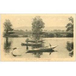 carte postale ancienne 27 LE GOULET. Pêcheurs et Baigneur sur Rive poissonneuse