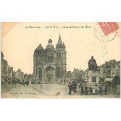 carte postale ancienne 27 LE NEUBOURG. Eglise et Statue Dupont de l'Eure 1907