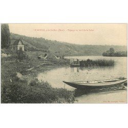 carte postale ancienne 27 LE ROULE. Barques et Paysage Bord de la Seine