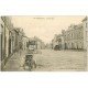 carte postale ancienne 27 LE VAUDREUIL. Motocyclette tricycle sur Grande Rue 1906