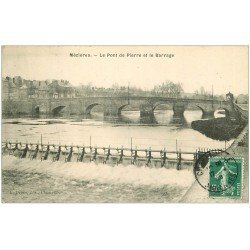 carte postale ancienne 08 CHARLEVILLE MEZIERES. Pont de pierre et Barrage 1908