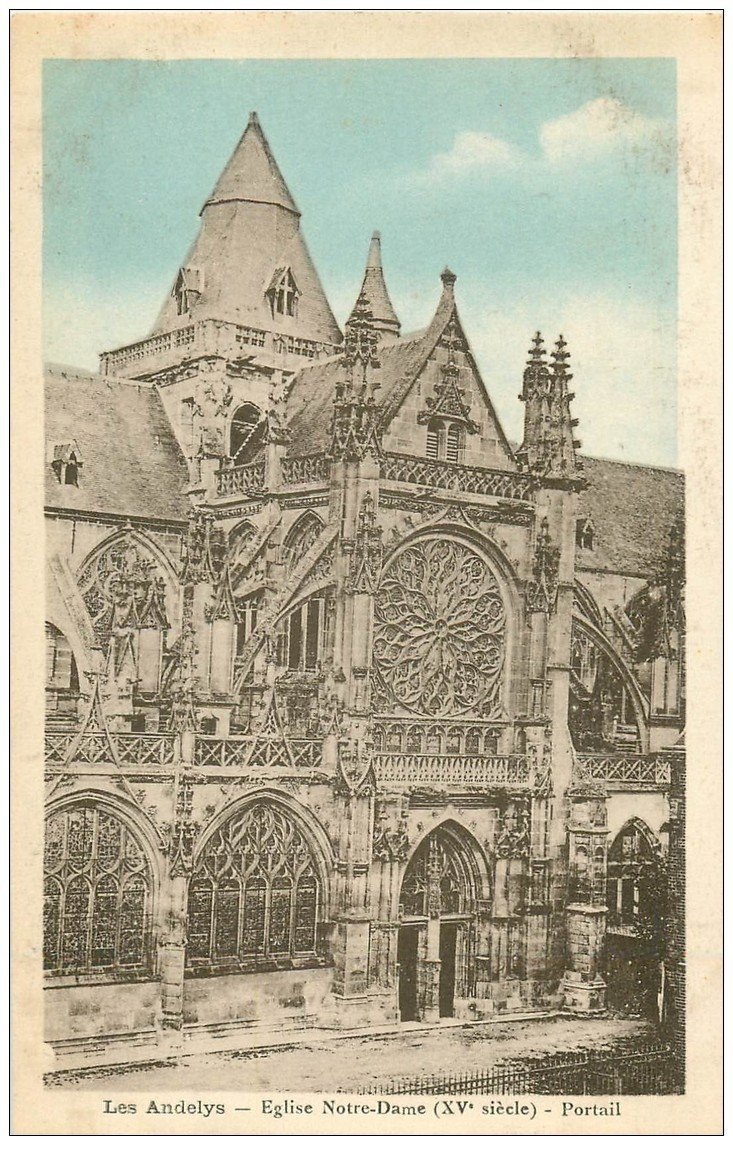 carte postale ancienne 27 LES ANDELYS. Eglise Notre-Dame Portail