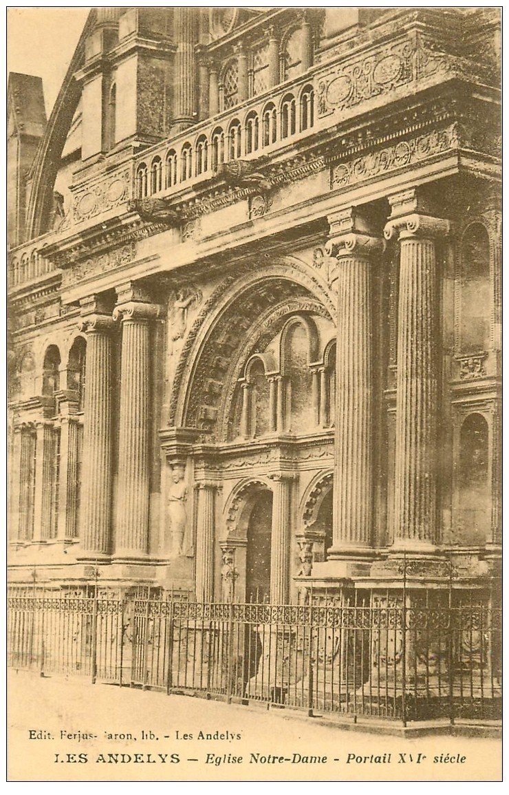 carte postale ancienne 27 LES ANDELYS. Eglise Notre-Dame Portail. sépia