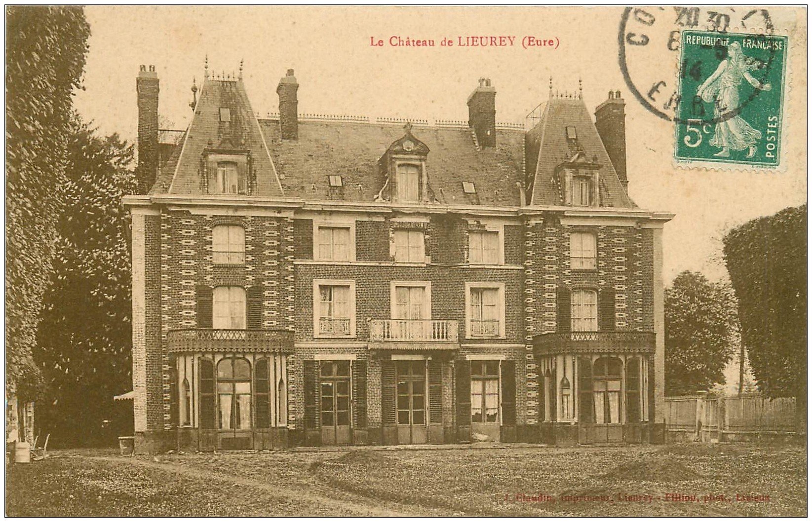 carte postale ancienne 27 LIEUREY. Le Château 1914
