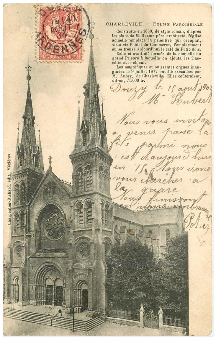 carte postale ancienne 08 CHARLEVILLE. L'Eglise Paroissiale 1904