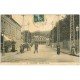carte postale ancienne 27 LOUVIERS. Rue de la Gare 1908. Carte toilée mouchetée