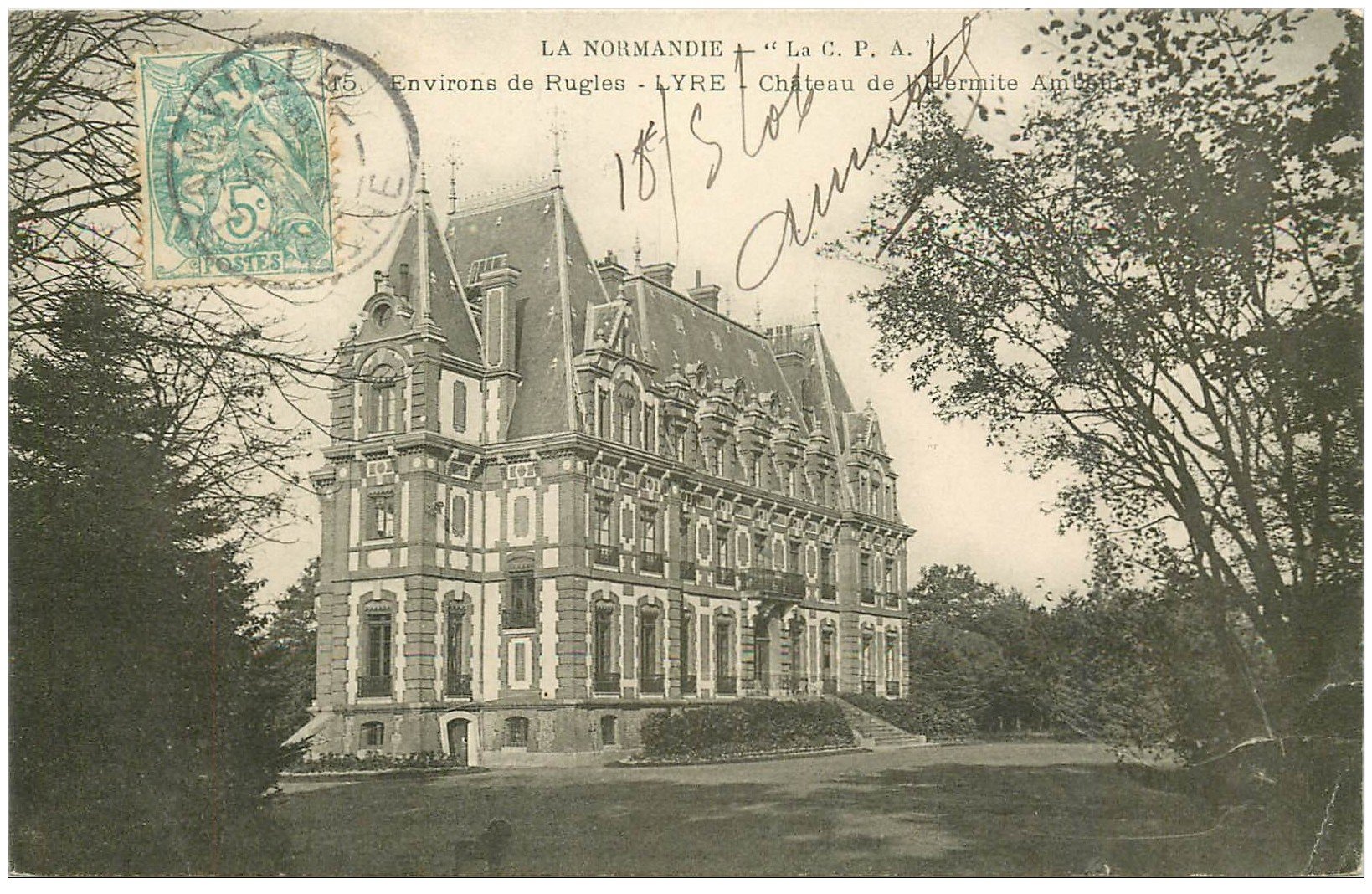 carte postale ancienne 27 LYRE. Château de l'Hermite Ambenay 1906