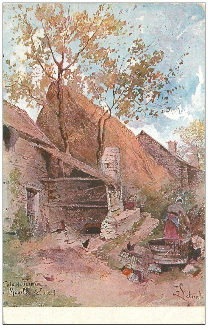 carte postale ancienne 27 MENILLES. Coin de Terre une Ferme par Letenets