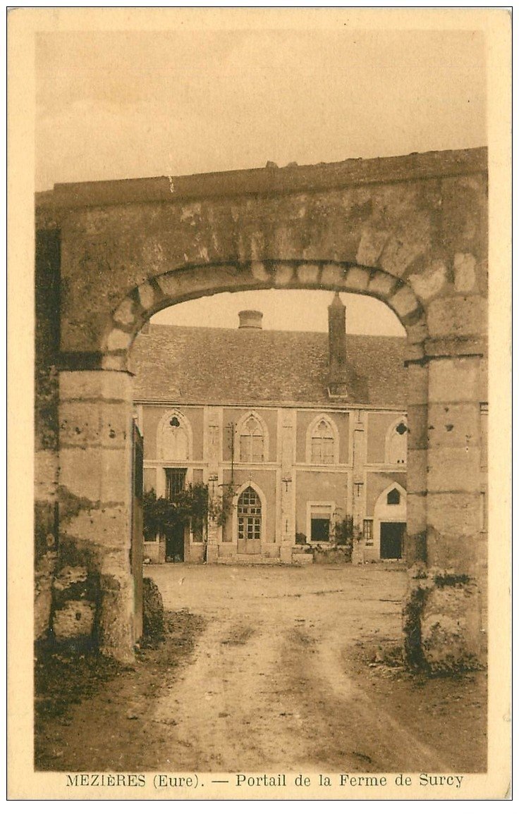 carte postale ancienne 27 MEZIERES. Portail Ferme de Surcy