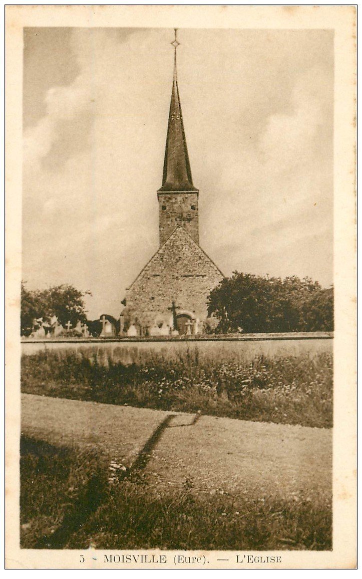 carte postale ancienne 27 MOISVILLE. Eglise et Cimetière
