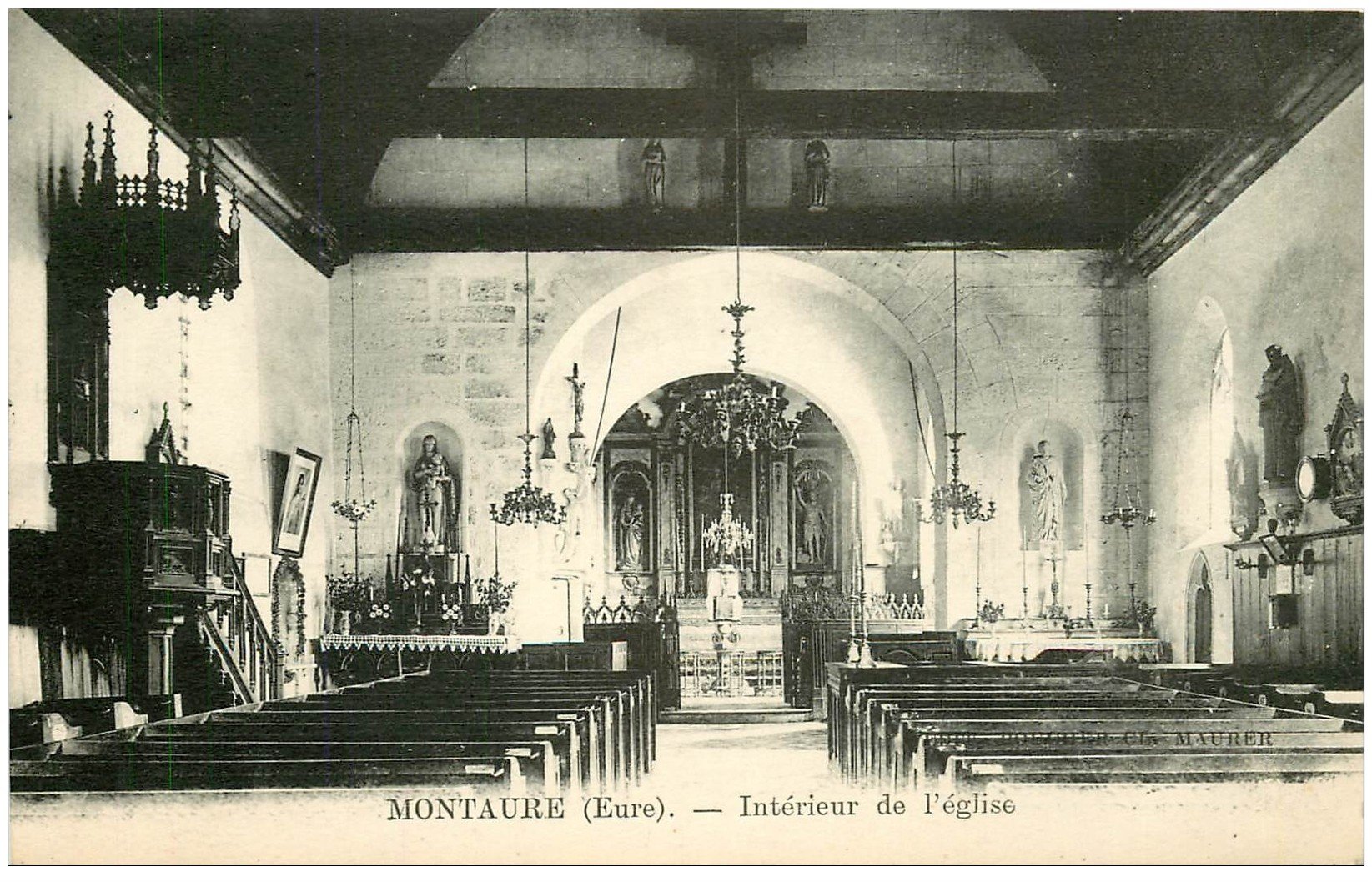 carte postale ancienne 27 MONTAURE. Intérieur Eglise