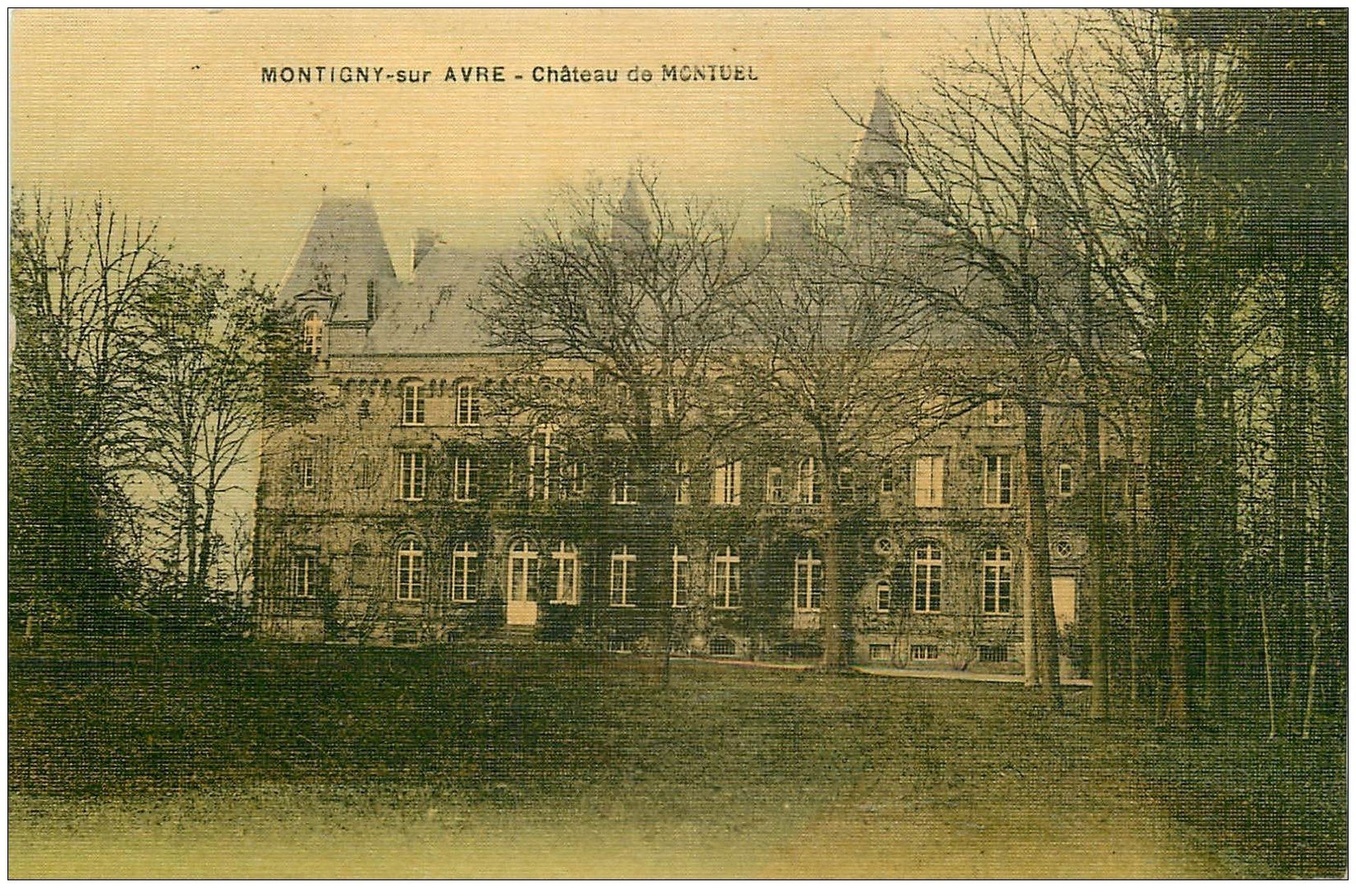 carte postale ancienne 27 MONTIGNY-SUR-AVRE. Château de Montuel. Belle carte toilée