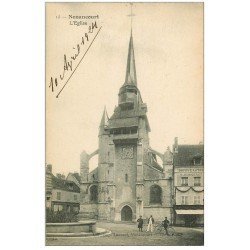 carte postale ancienne 27 NONANCOURT. L'Eglise belle animation 1924 verso vierge