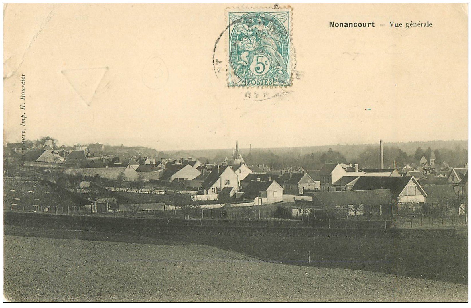 carte postale ancienne 27 NONANCOURT. Vue générale du Village vers 1905