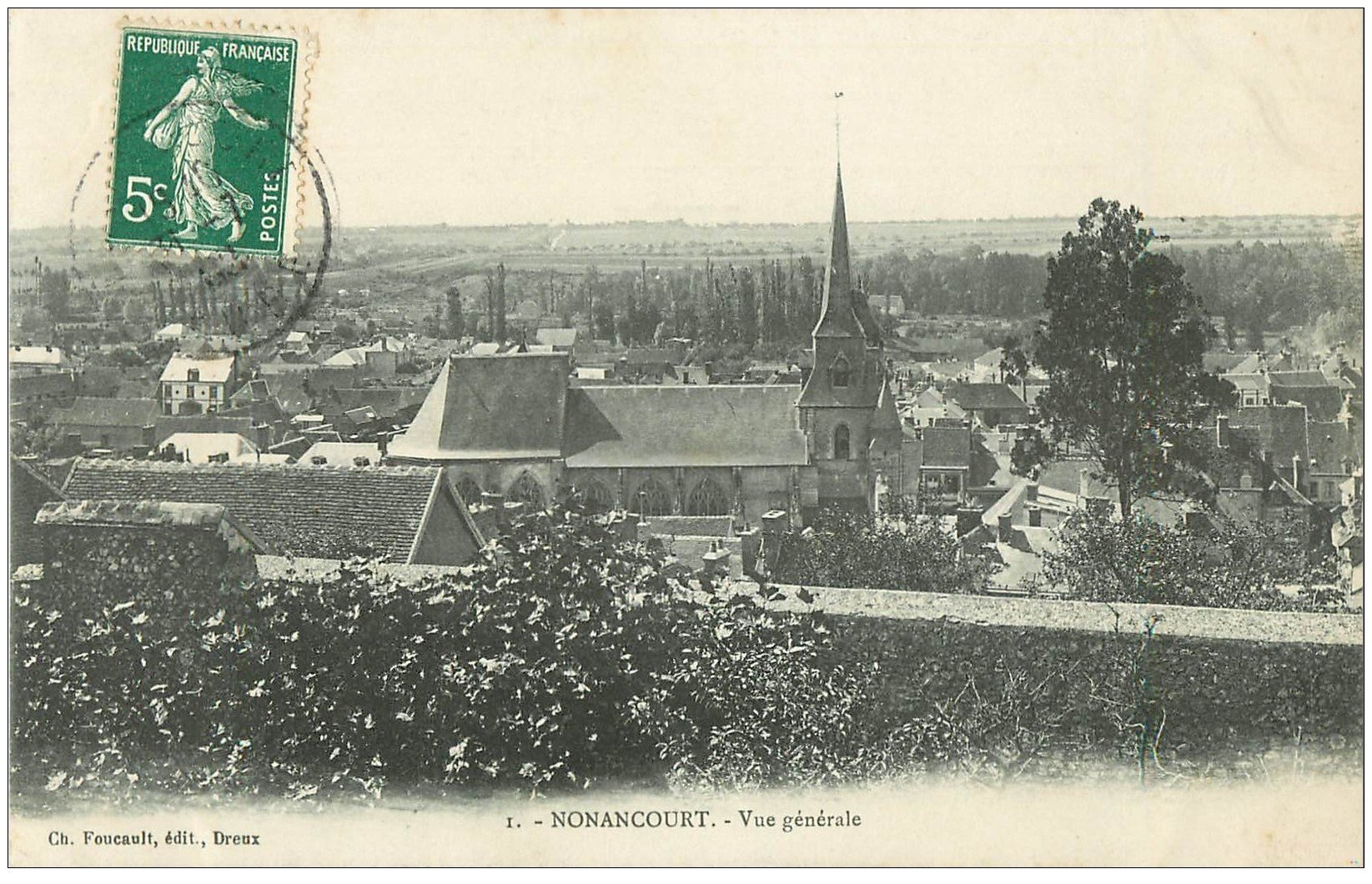 carte postale ancienne 27 NONANCOURT. Vue générale du Village vers 1913