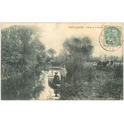 27 PACY-SUR-EURE. Canotage sur l'Eure et Vache dans la Prairie 1905