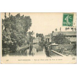 carte postale ancienne 27 PACY-SUR-EURE. L'Eure en amont du Pont 1923