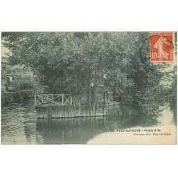 carte postale ancienne 27 PACY-SUR-EURE. Pointe d'Île 1911 Pêcheur à la ligne