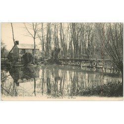 carte postale ancienne 27 PINTERVILLE. Le Pont 1923. Ecriture croisée