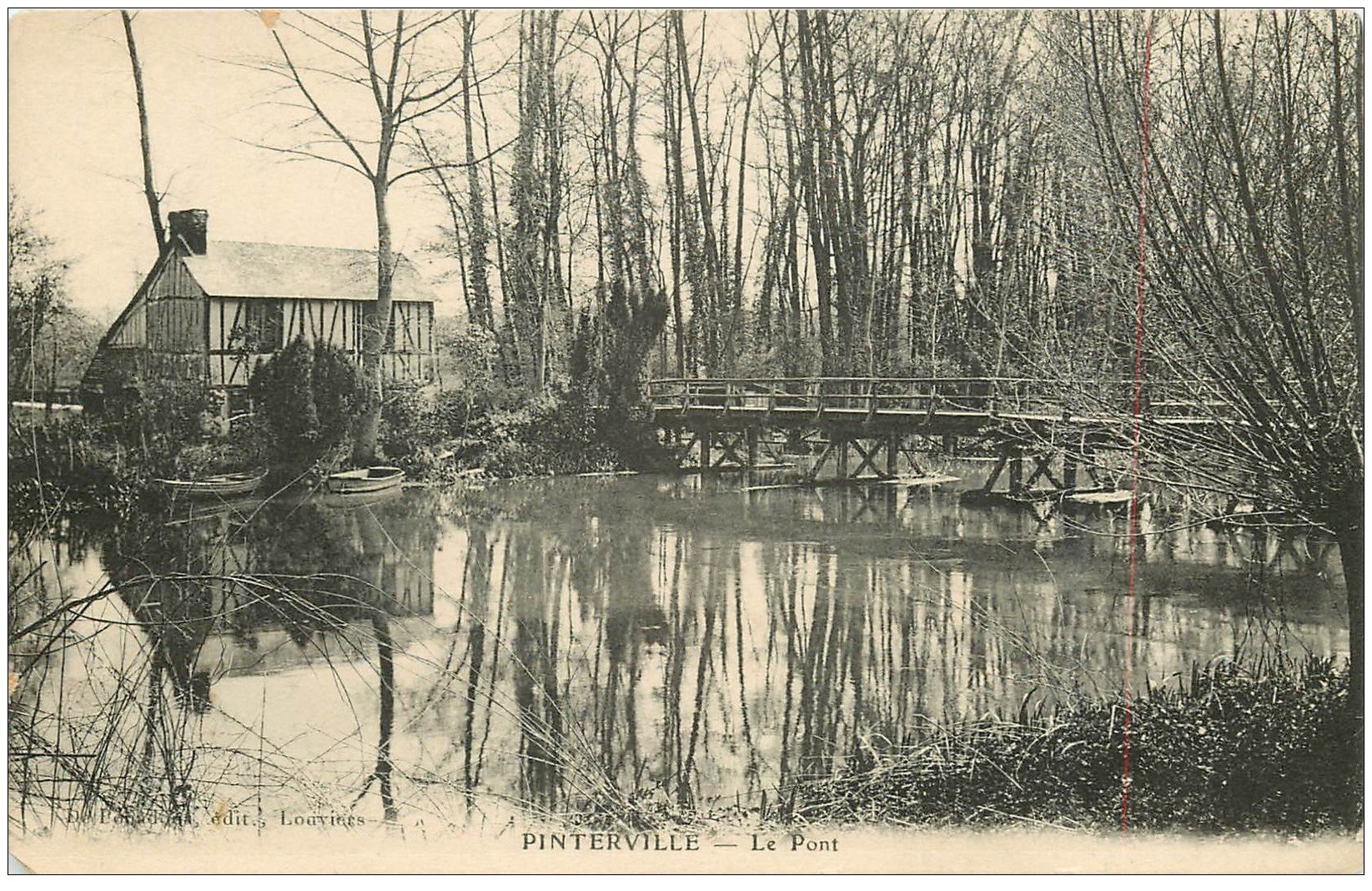 carte postale ancienne 27 PINTERVILLE. Le Pont 1923. Ecriture croisée