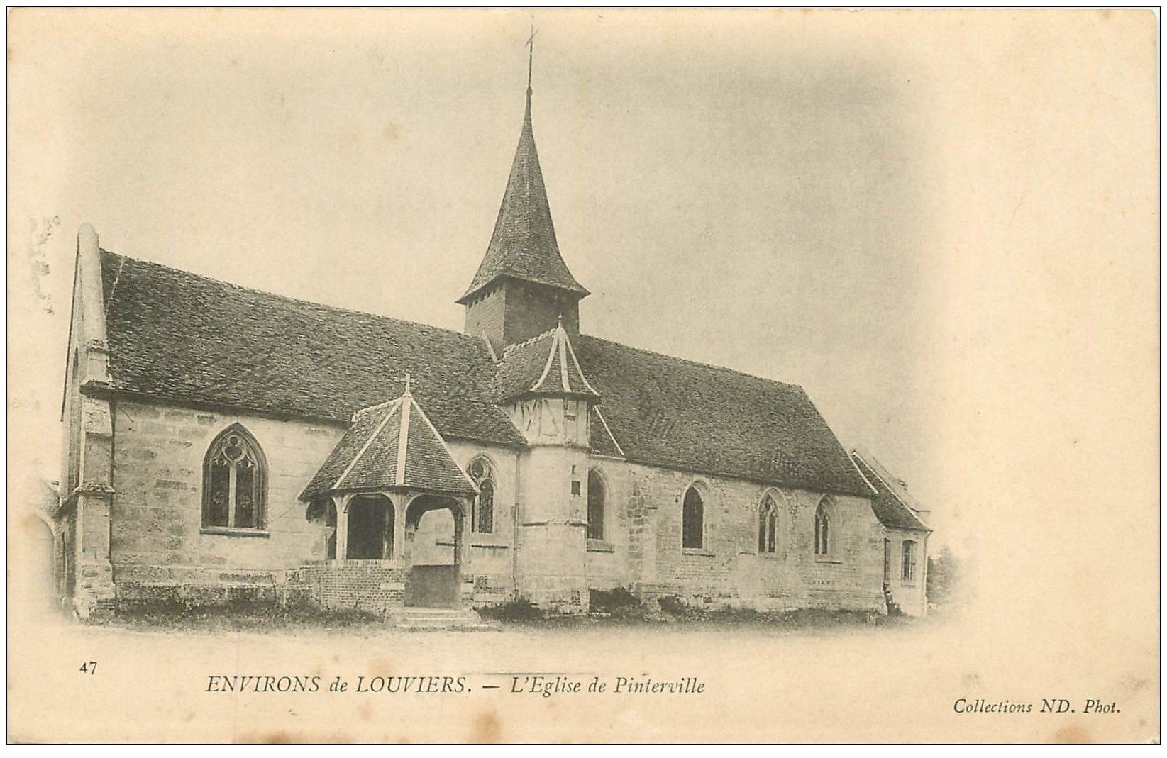 carte postale ancienne 27 PINTERVILLE. L'Eglise vers 1900