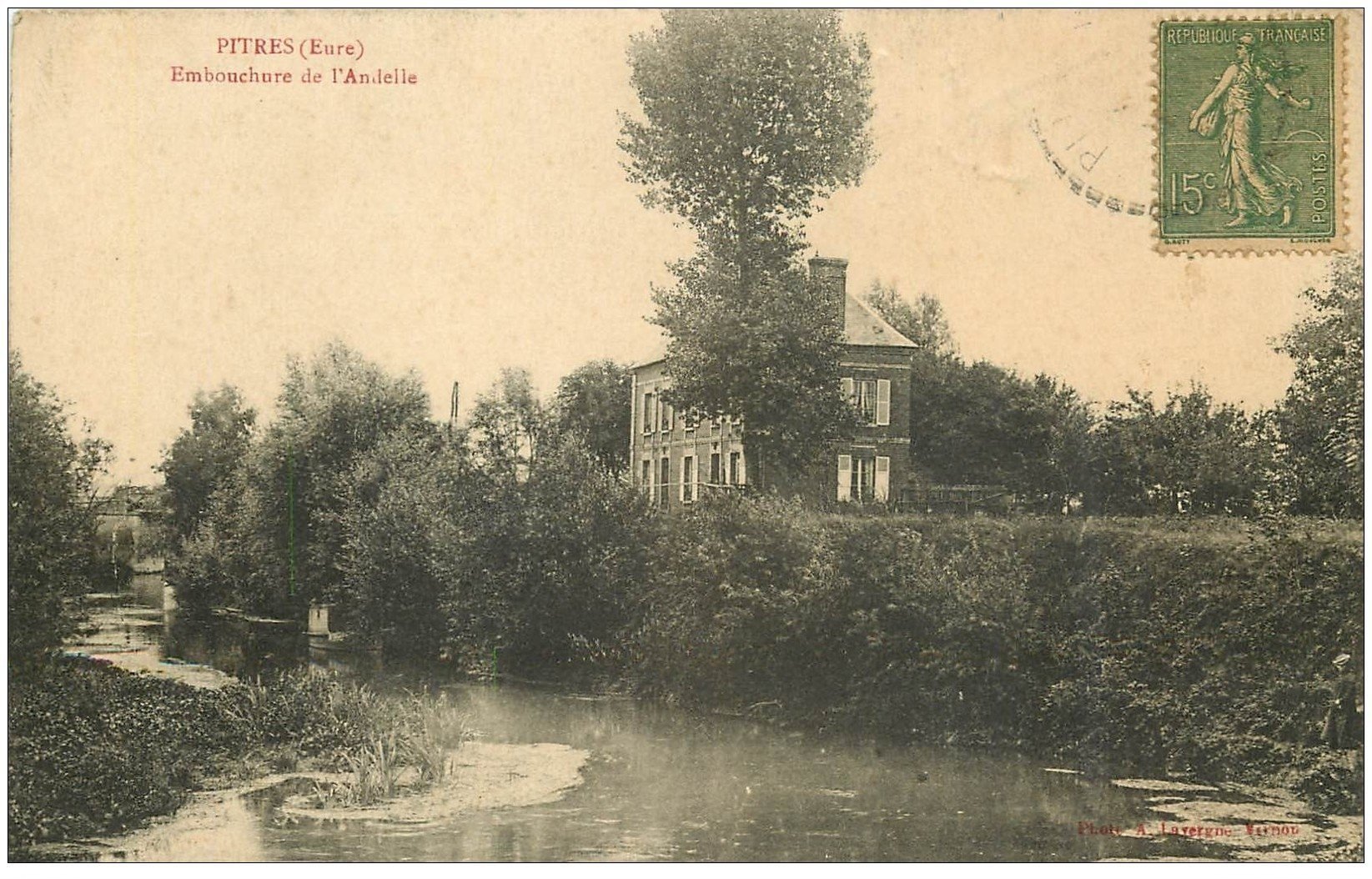 carte postale ancienne 27 PITRES. Embouchure de l'Andelle 1930