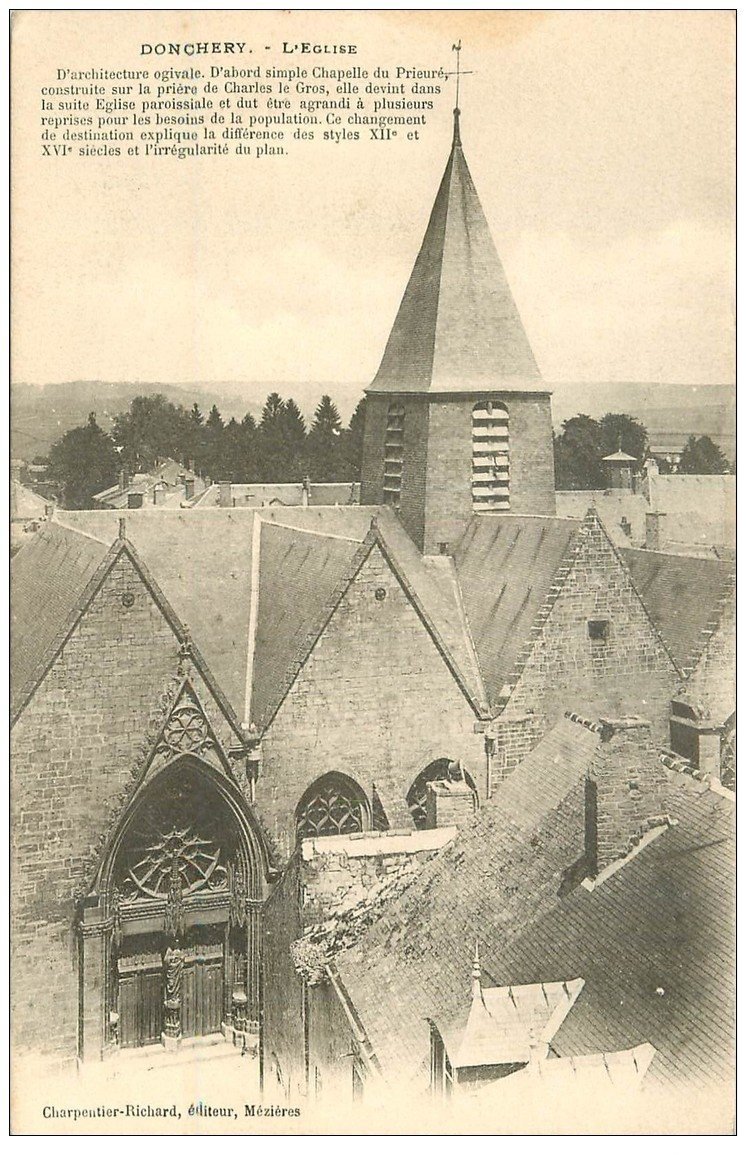 carte postale ancienne 08 DONCHERY. L'Eglise. Carte pionnière vers 1900 vierge
