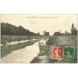 carte postale ancienne 27 PONT-AUDEMER. Canotage sur la Risle maritime 1920