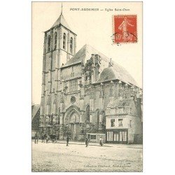 carte postale ancienne 27 PONT-AUDEMER. Eglise Saint-Ouen. Joli dessin au verso...