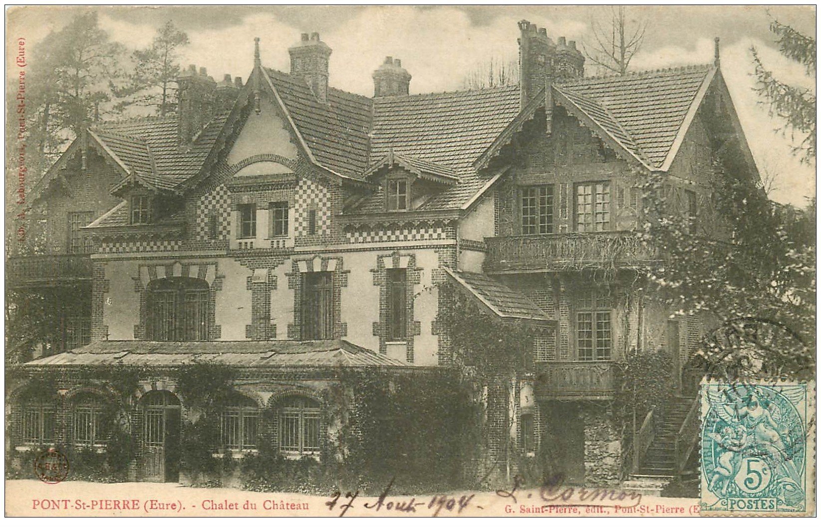 carte postale ancienne 27 PONT-SAINT-PIERRE. Château Chalet 1904