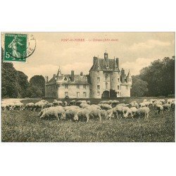 carte postale ancienne 27 PONT-SAINT-PIERRE. Château et Moutons 1912