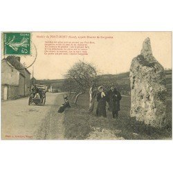 carte postale ancienne 27 PORT-MORT. Menhir Gravier de Gargantua 1913 voiture ancienne décapotable